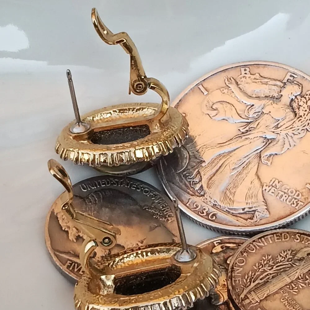 1960's D'Orlan Art Glass Opal Earrings - Picture 5 of 6